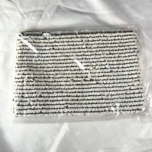 Tarte Cheers To You Makeup Bag Sequin Gold White Cosmetic Pouch New 6x9 Sealed